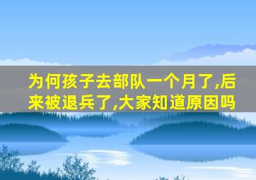 为何孩子去部队一个月了,后来被退兵了,大家知道原因吗