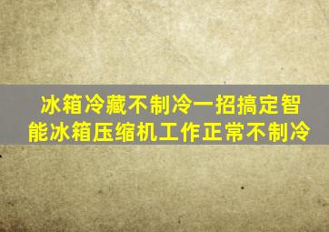 冰箱冷藏不制冷一招搞定智能冰箱压缩机工作正常不制冷