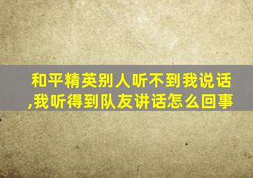 和平精英别人听不到我说话,我听得到队友讲话怎么回事