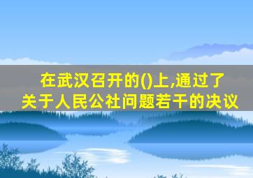 在武汉召开的()上,通过了关于人民公社问题若干的决议