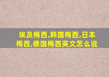 埃及梅西,韩国梅西,日本梅西,德国梅西英文怎么说