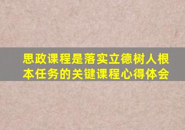 思政课程是落实立德树人根本任务的关键课程心得体会
