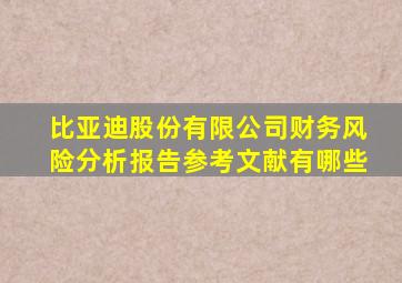 比亚迪股份有限公司财务风险分析报告参考文献有哪些