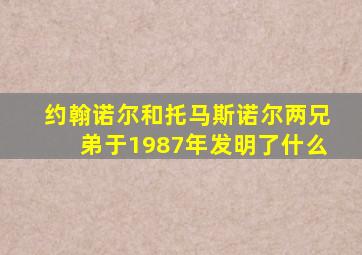 约翰诺尔和托马斯诺尔两兄弟于1987年发明了什么