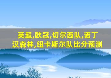英超,欧冠,切尔西队,诺丁汉森林,纽卡斯尔队比分预测