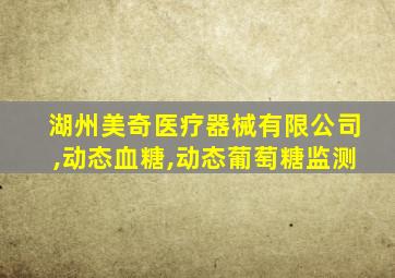湖州美奇医疗器械有限公司,动态血糖,动态葡萄糖监测
